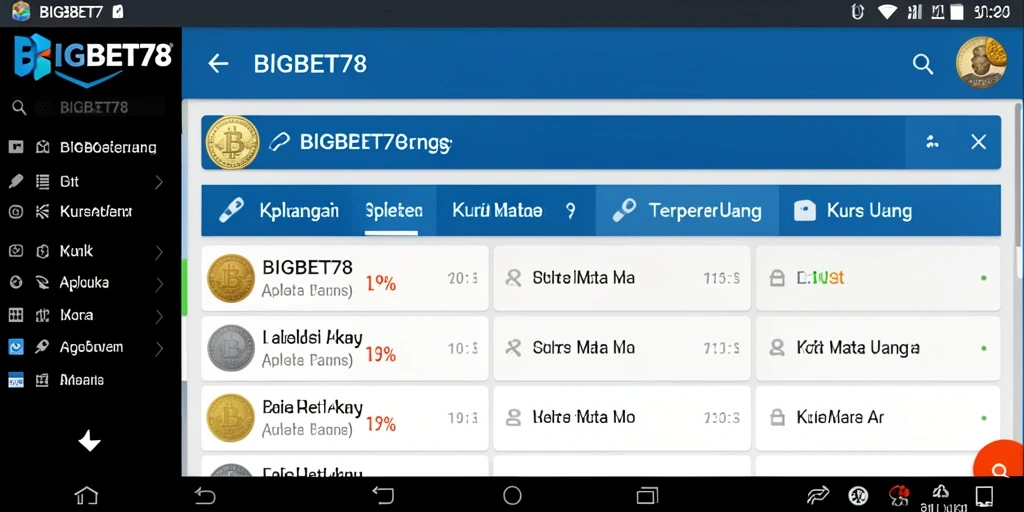 Antarmuka aplikasi BIGBET78 yang sederhana dan informatif.