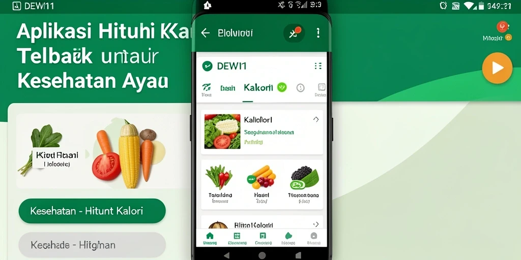 Tampilan antarmuka DEWI11 yang sederhana dan mudah digunakan untuk Hitung Kalori.