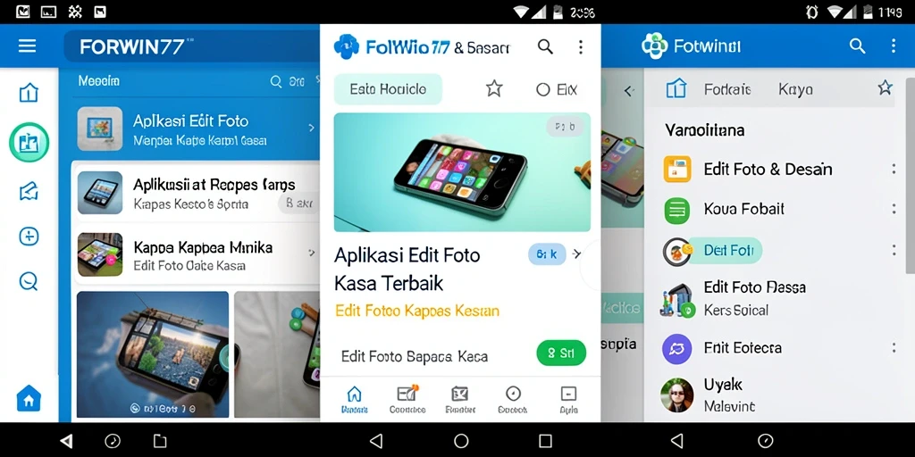 Tampilan antarmuka utama FORWIN77 untuk edit foto kertas kaca.