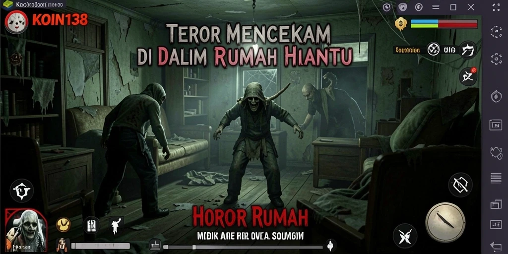 Tampilan antarmuka KOIN138 dengan elemen horor yang mencekam.
