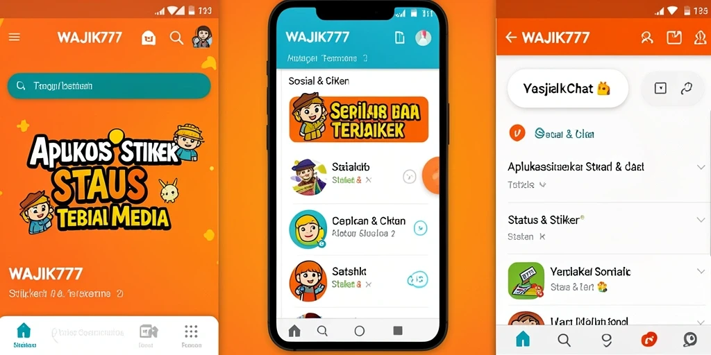 Tampilan antarmuka aplikasi WAJIK777 dengan koleksi stiker menarik.